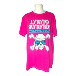 Lynyrd Skynyrd's Simple Man Cruise 2014 Shirt Crew Neck Short Sleeve Pink Medium